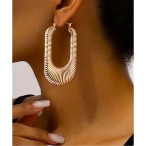 ZARA | CHUNKY ROSE GOLD TEXTURED GEOMETRIC DANGLE EARRINGS LIGHTWEIGHT